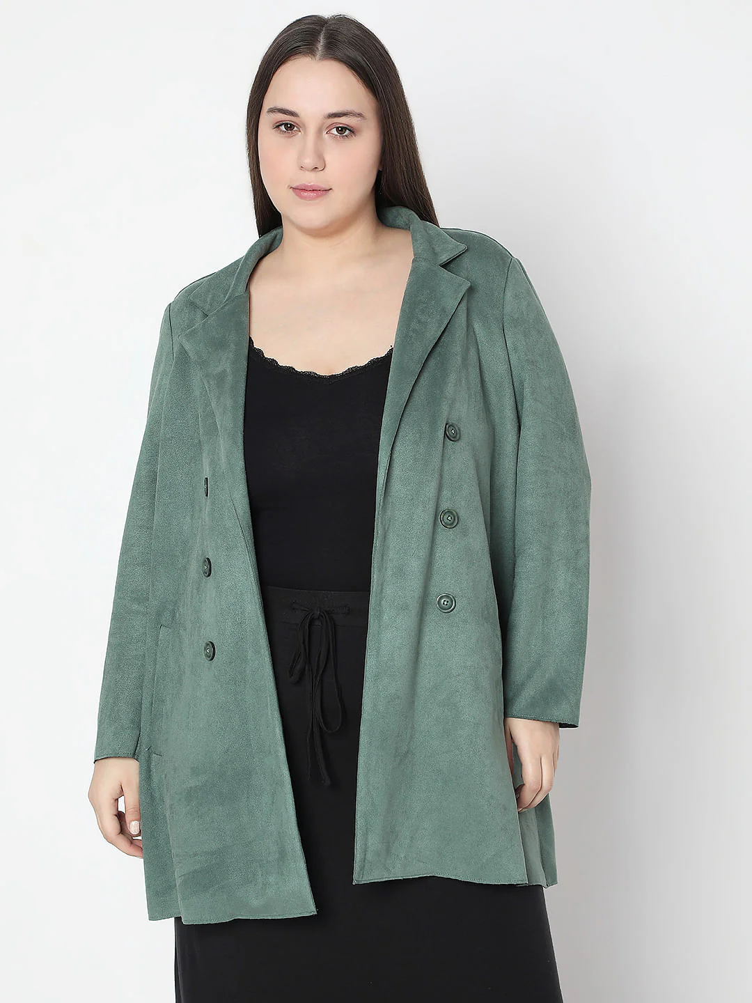 Curve Green Suede Jacket - Image 2