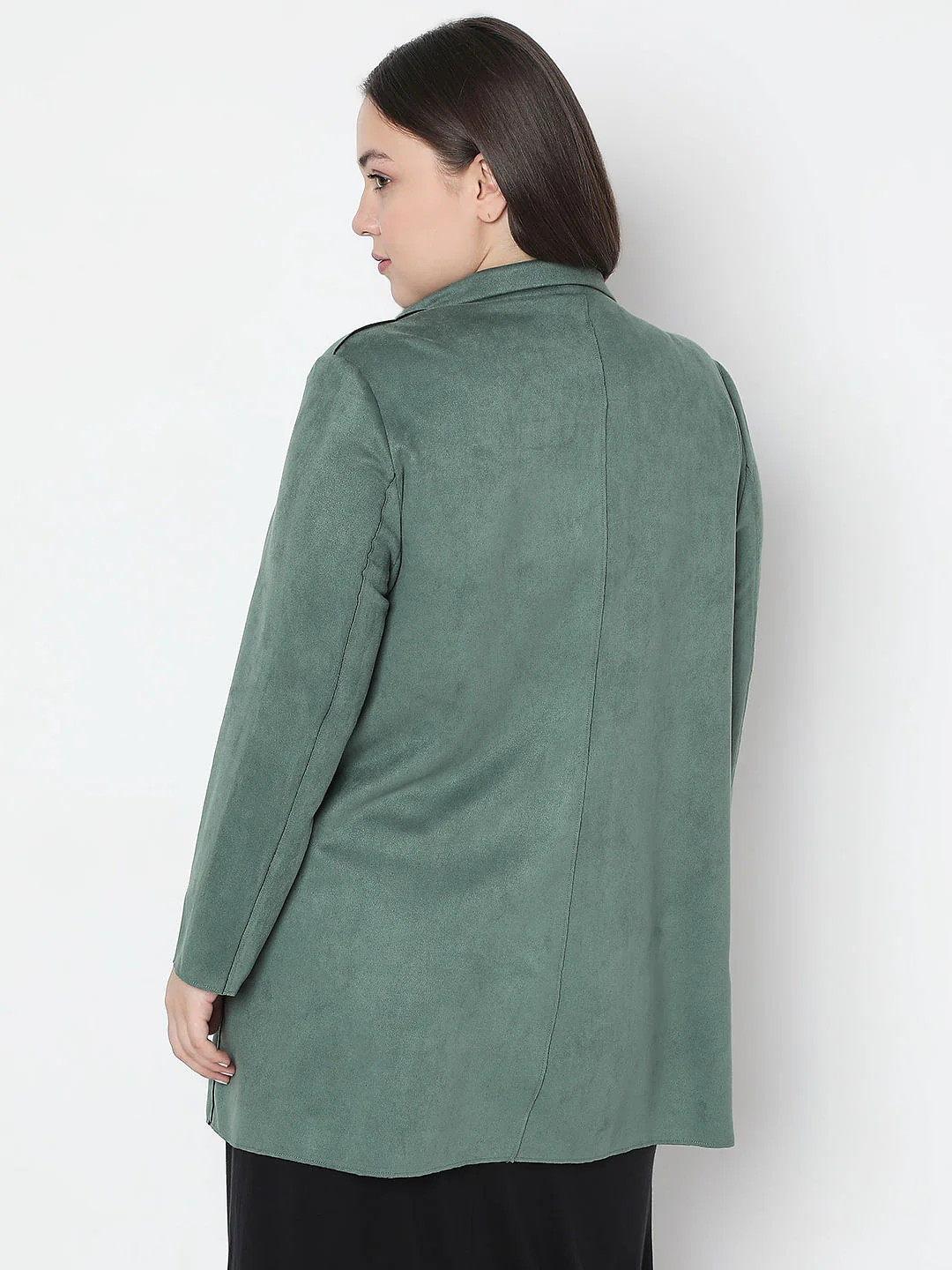 Curve Green Suede Jacket - Image 4