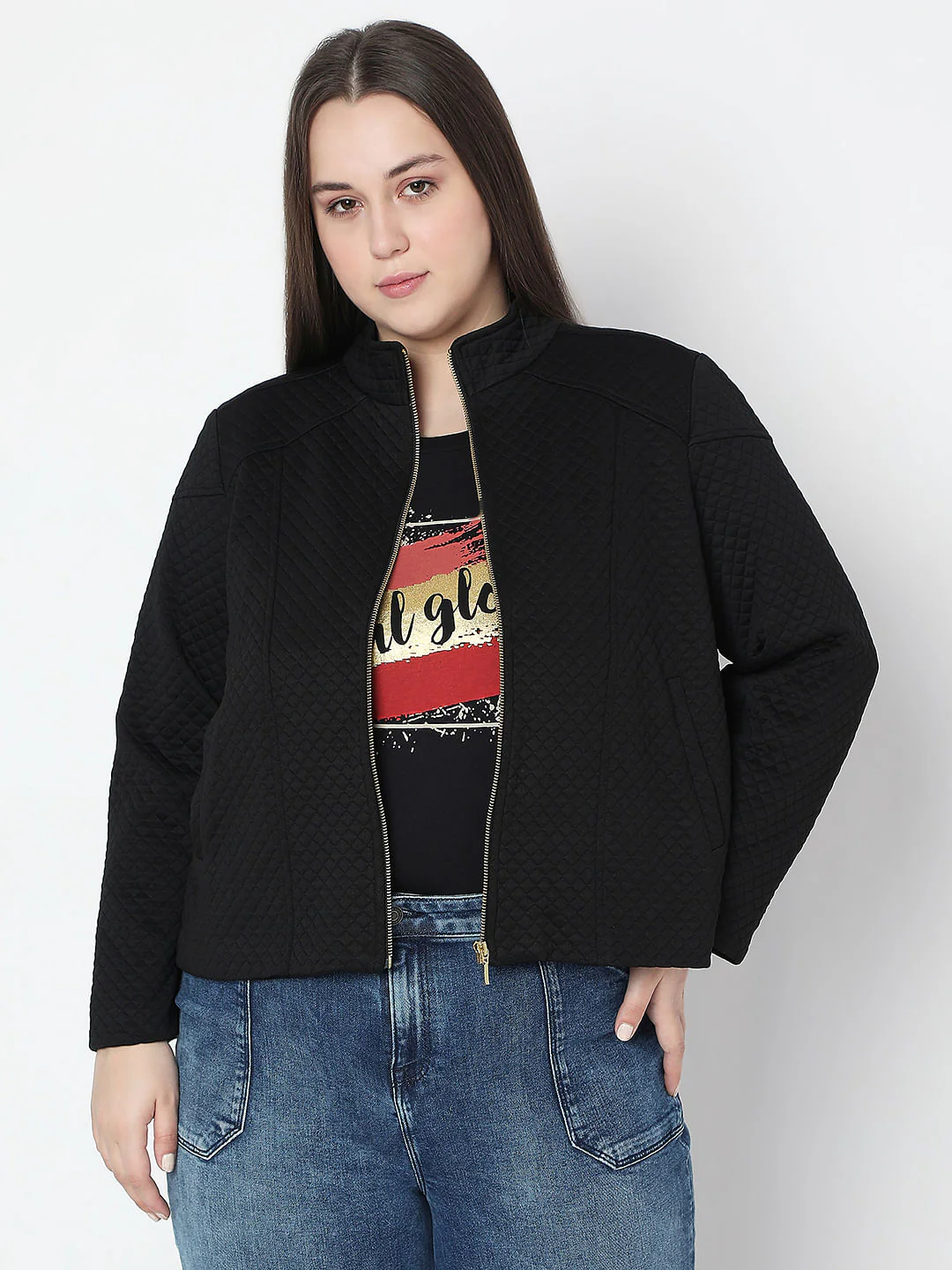 Curve Black Quilted Jacket - Image 2