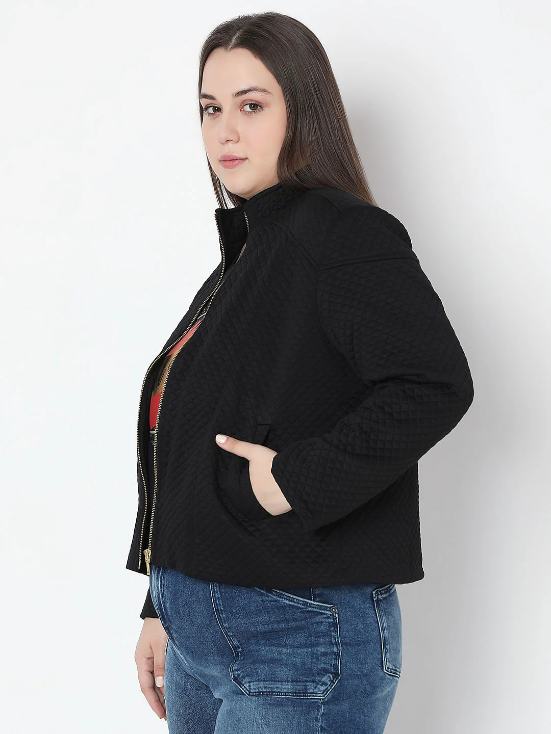 Curve Black Quilted Jacket - Image 3