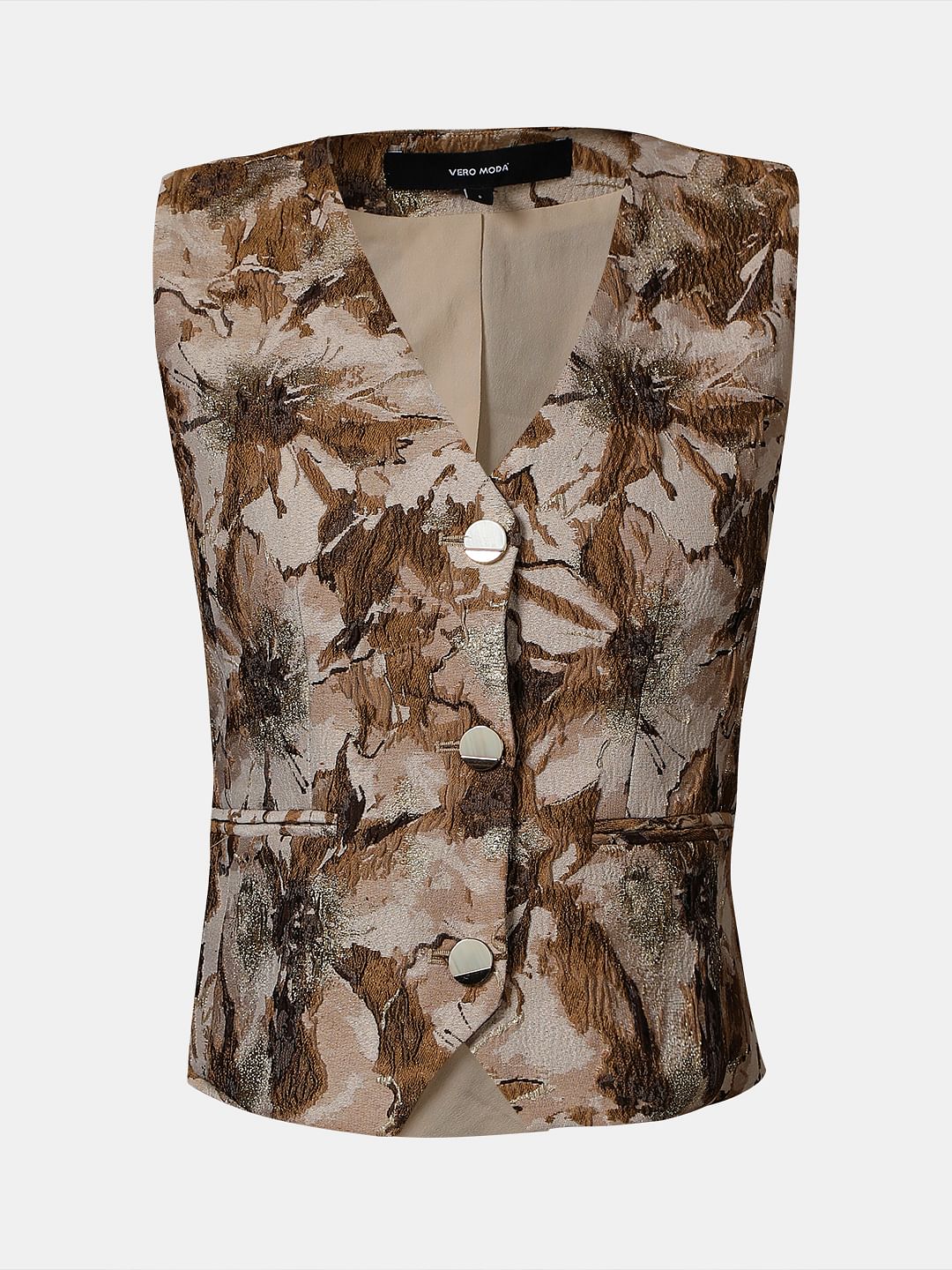 Gold Floral Jaquard Waistcoat - Image 7