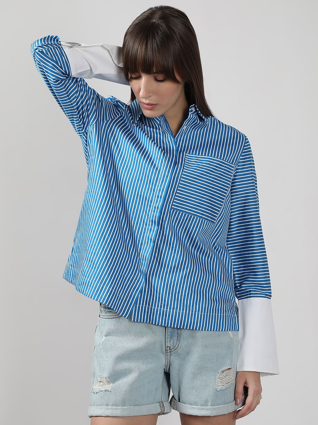 Blue Striped Cotton Shirt - Image 2
