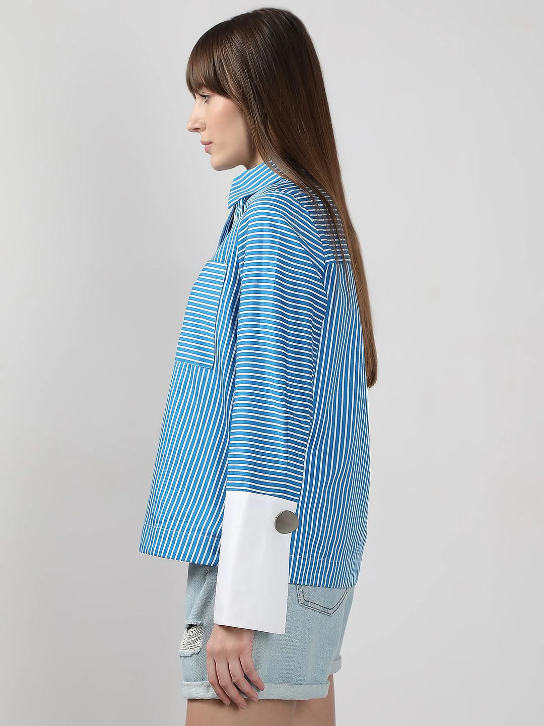 Blue Striped Cotton Shirt - Image 3