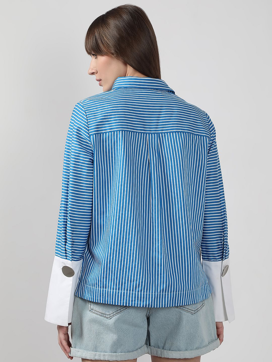 Blue Striped Cotton Shirt - Image 4