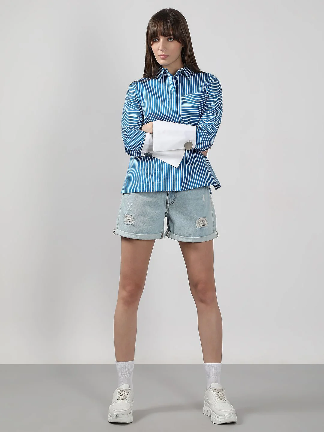 Blue Striped Cotton Shirt - Image 5