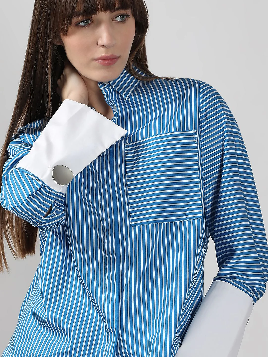 Blue Striped Cotton Shirt - Image 6
