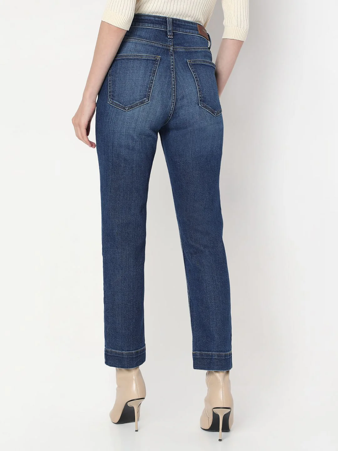 Dark Blue High Rise Straight Fit Jeans - Image 4