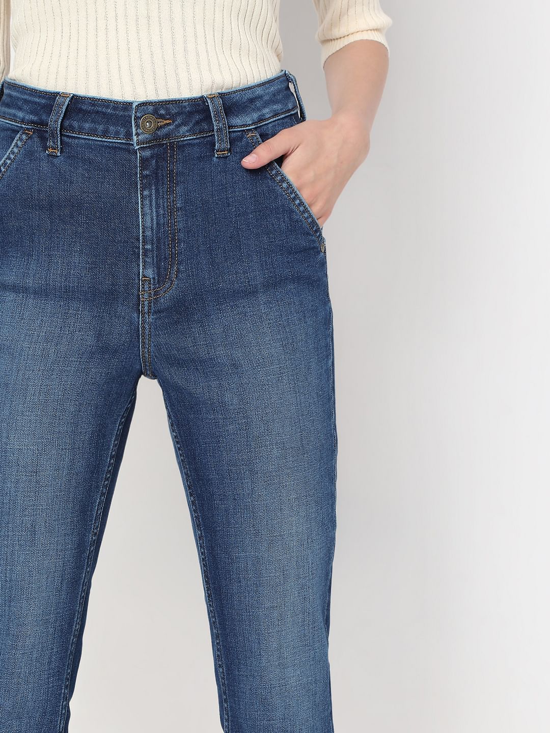 Dark Blue High Rise Straight Fit Jeans - Image 6