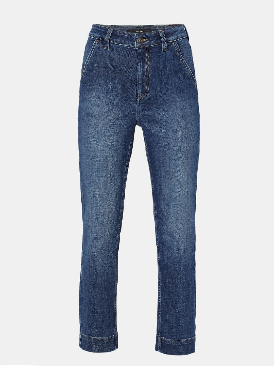 Dark Blue High Rise Straight Fit Jeans - Image 7