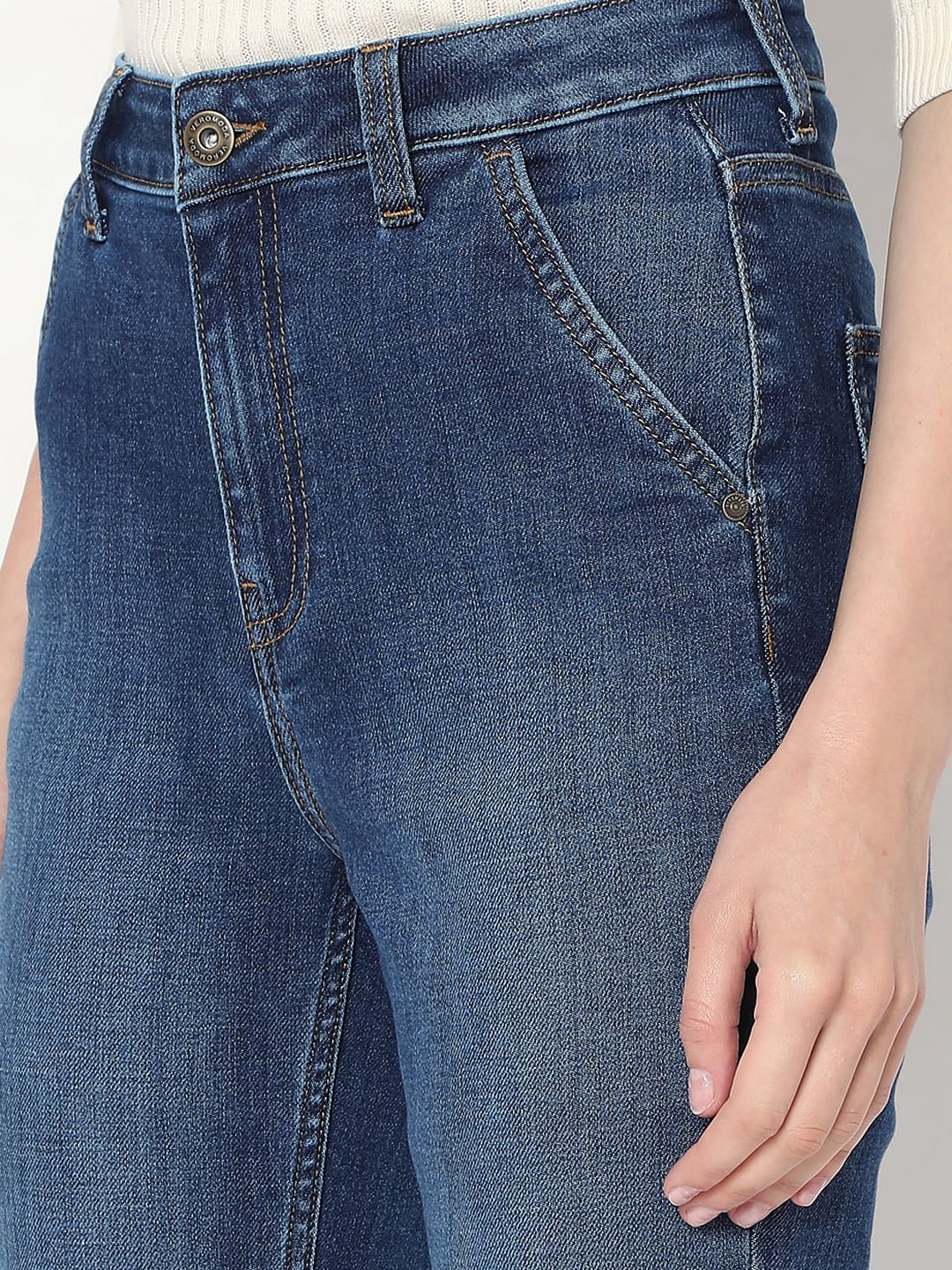 Dark Blue High Rise Straight Fit Jeans - Image 8
