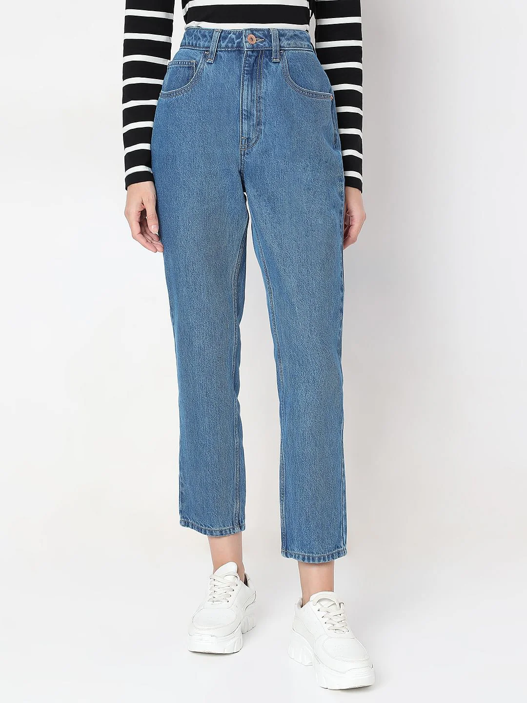Blue High Rise Mom Jeans - Image 2
