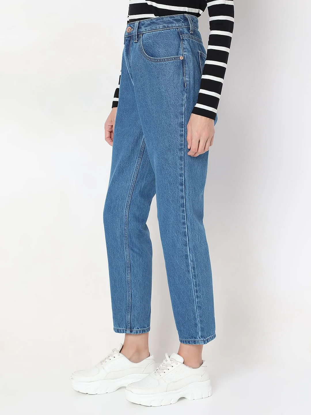 Blue High Rise Mom Jeans - Image 3