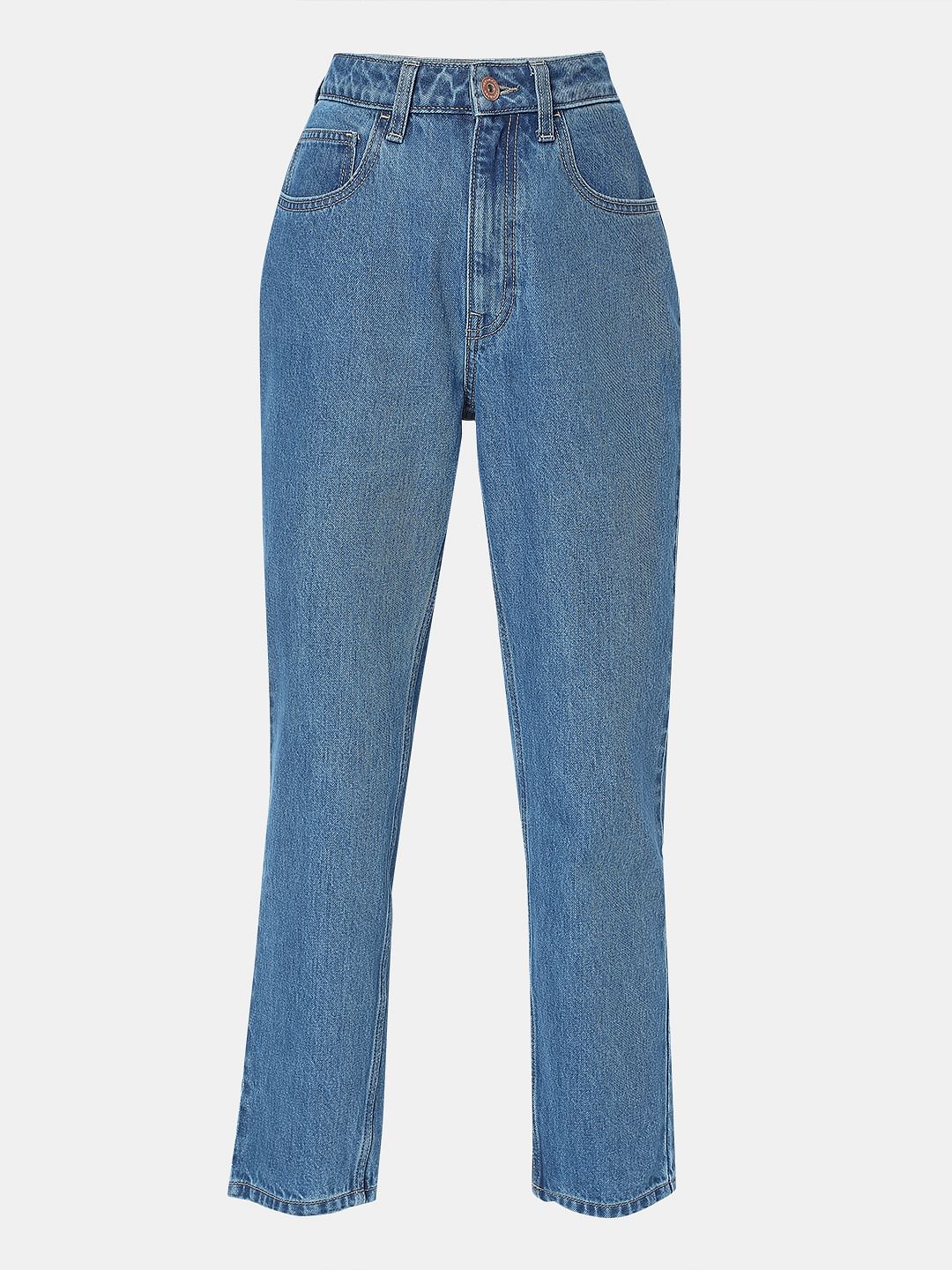 Blue High Rise Mom Jeans - Image 7