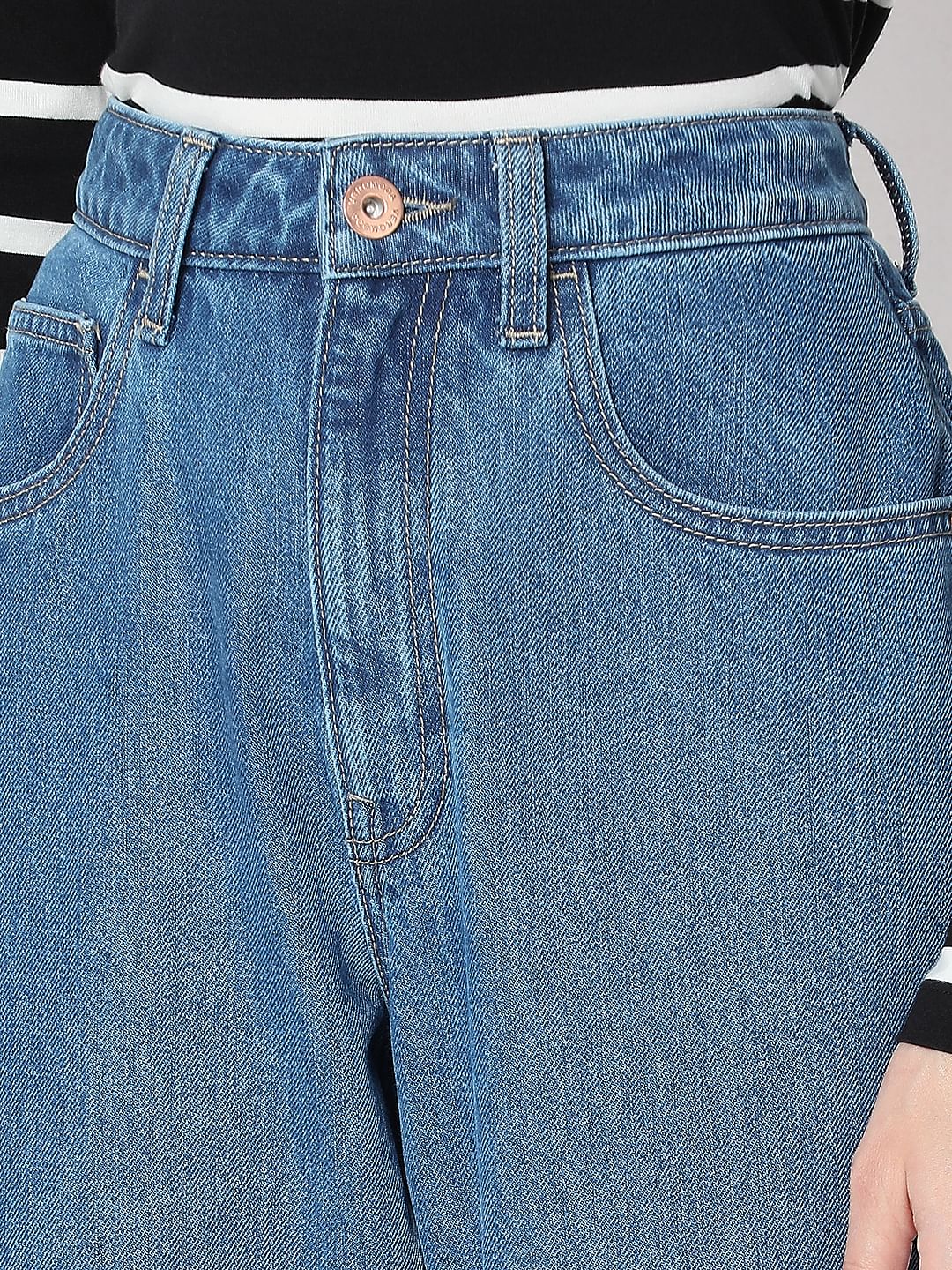 Blue High Rise Mom Jeans - Image 8