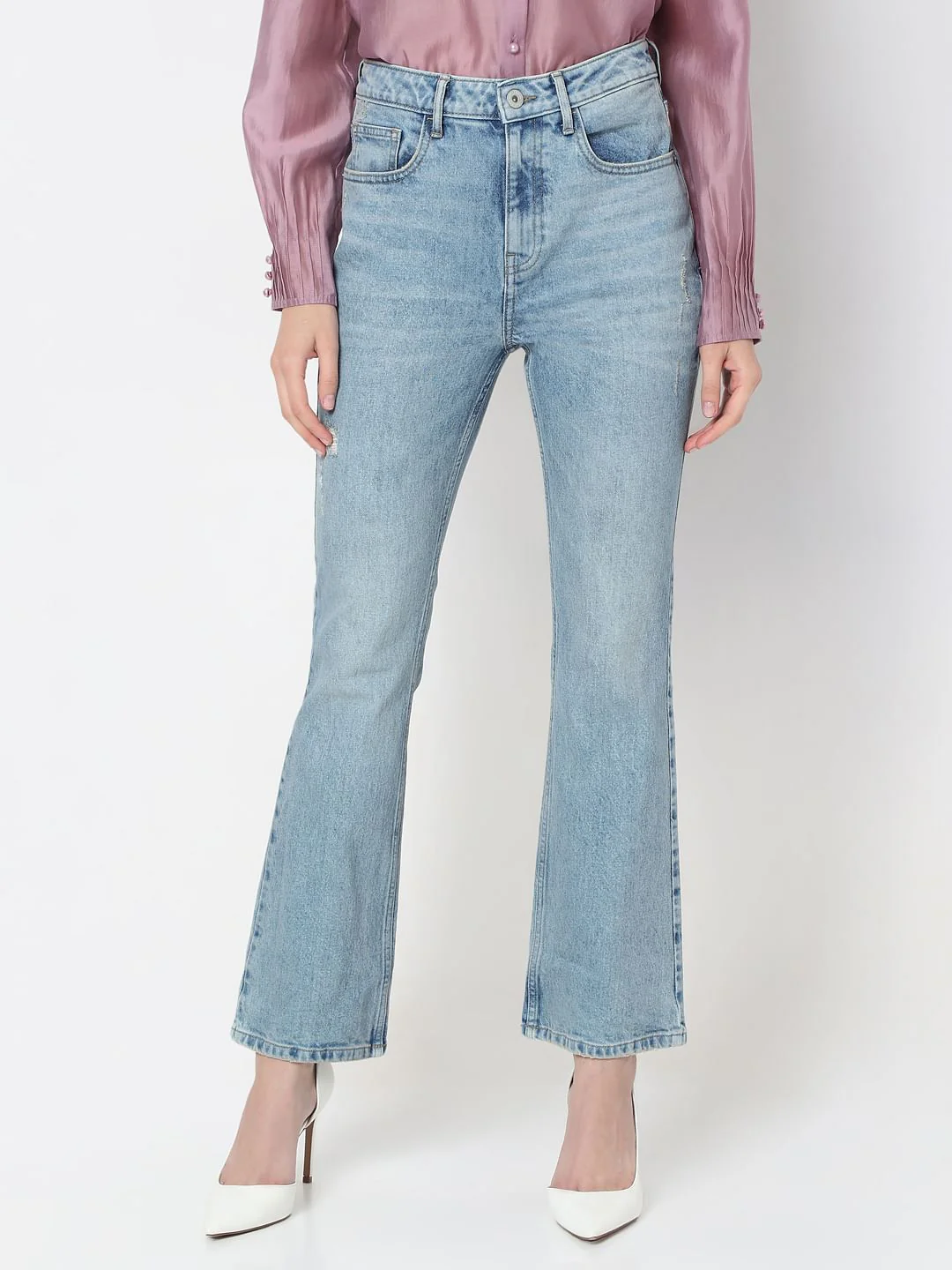 Light Blue High Rise Bootcut Jeans - Image 2