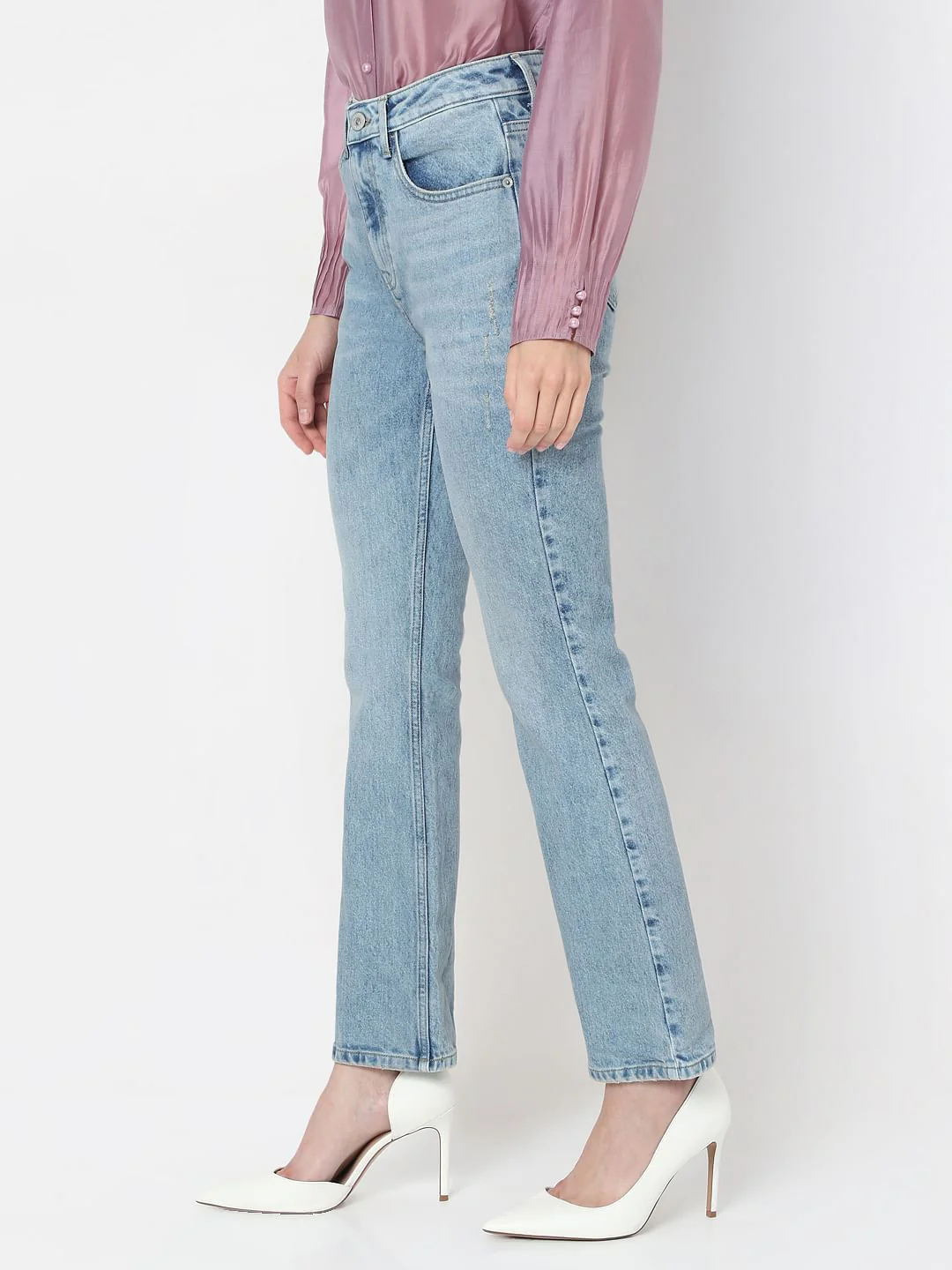 Light Blue High Rise Bootcut Jeans - Image 3