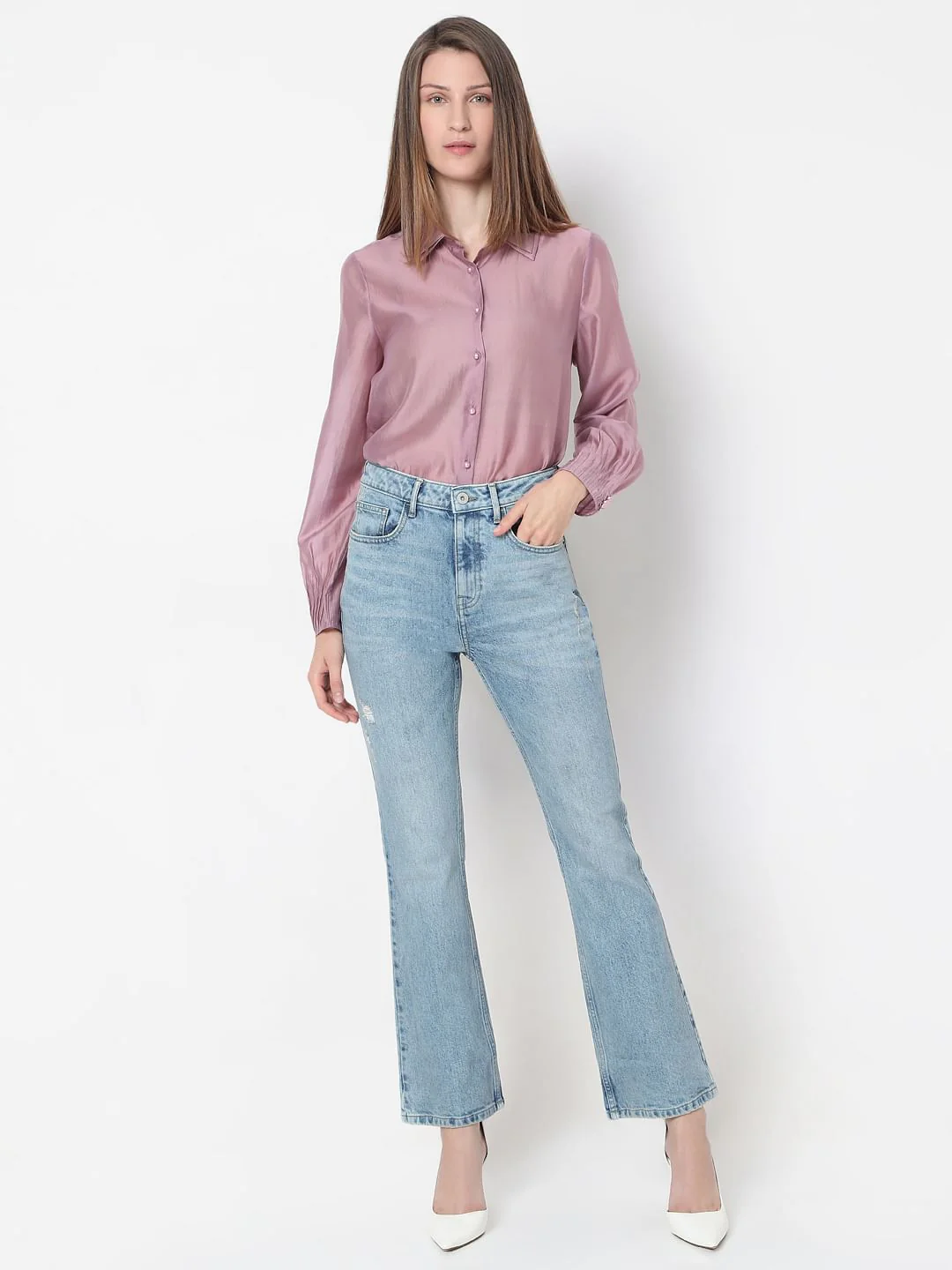 Light Blue High Rise Bootcut Jeans - Image 5