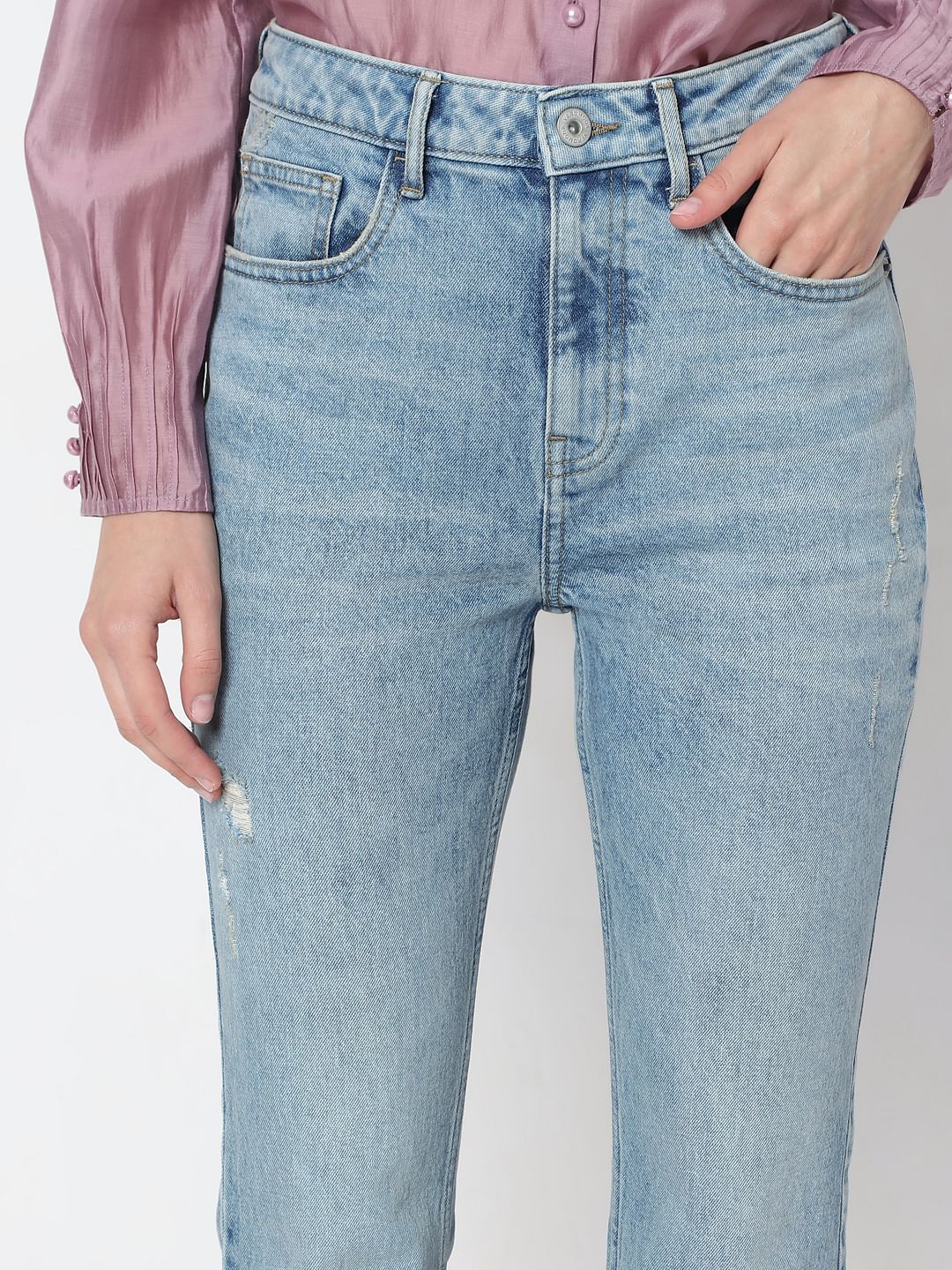 Light Blue High Rise Bootcut Jeans - Image 6
