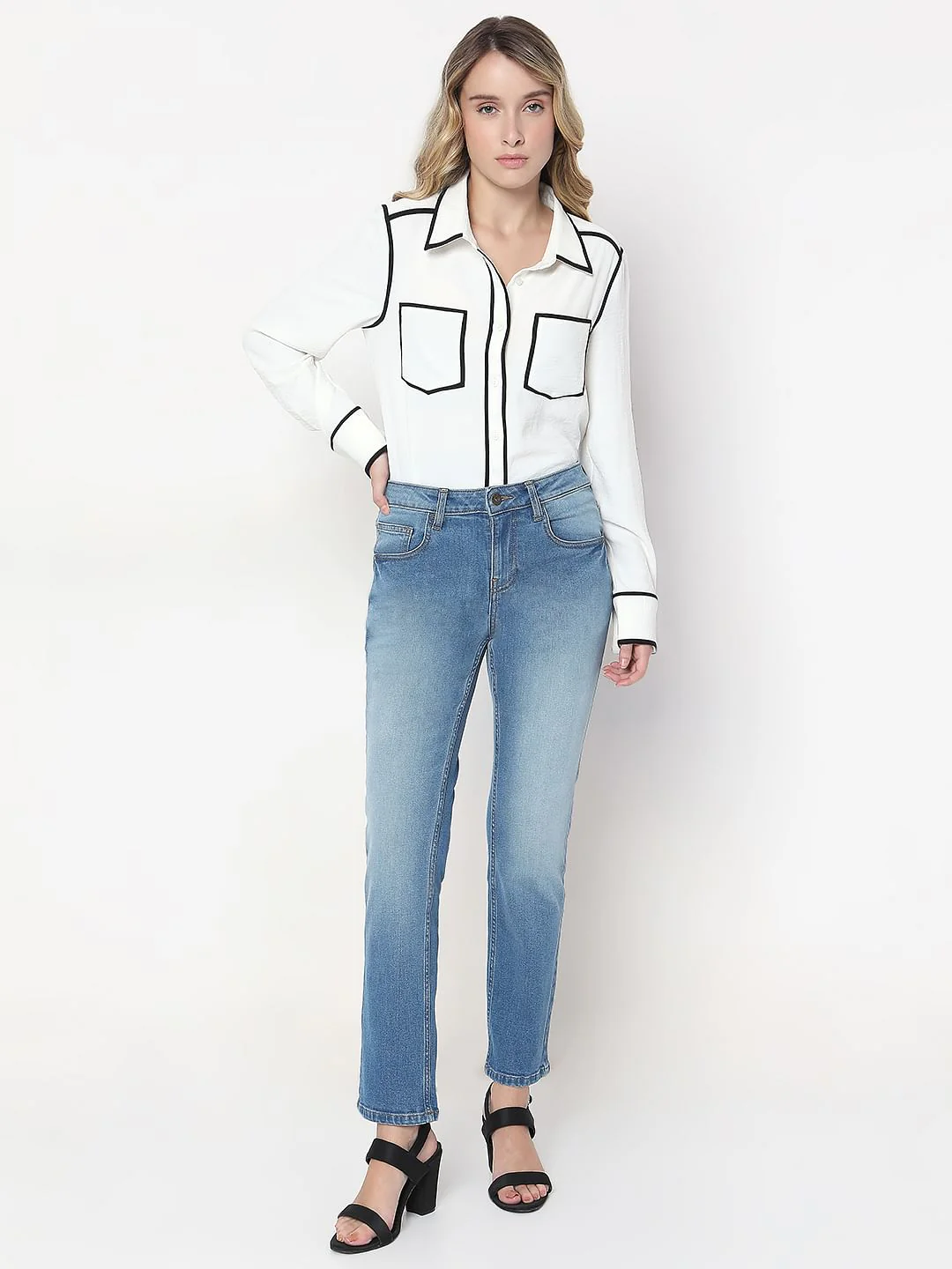 Light Blue Straight Fit Jeans - Image 5