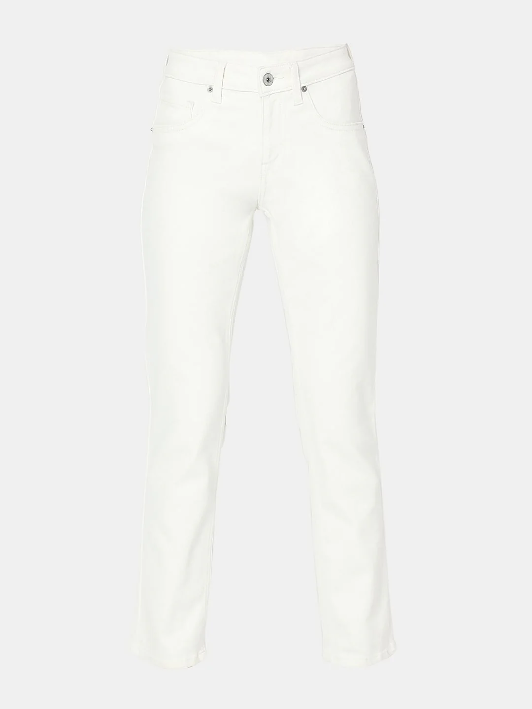White Mid Rise Straight Fit Jeans - Image 7
