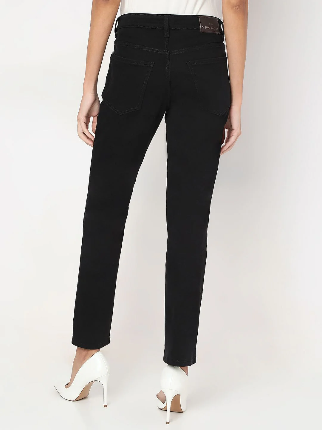 Black Mid Rise Straight Fit Jeans - Image 4
