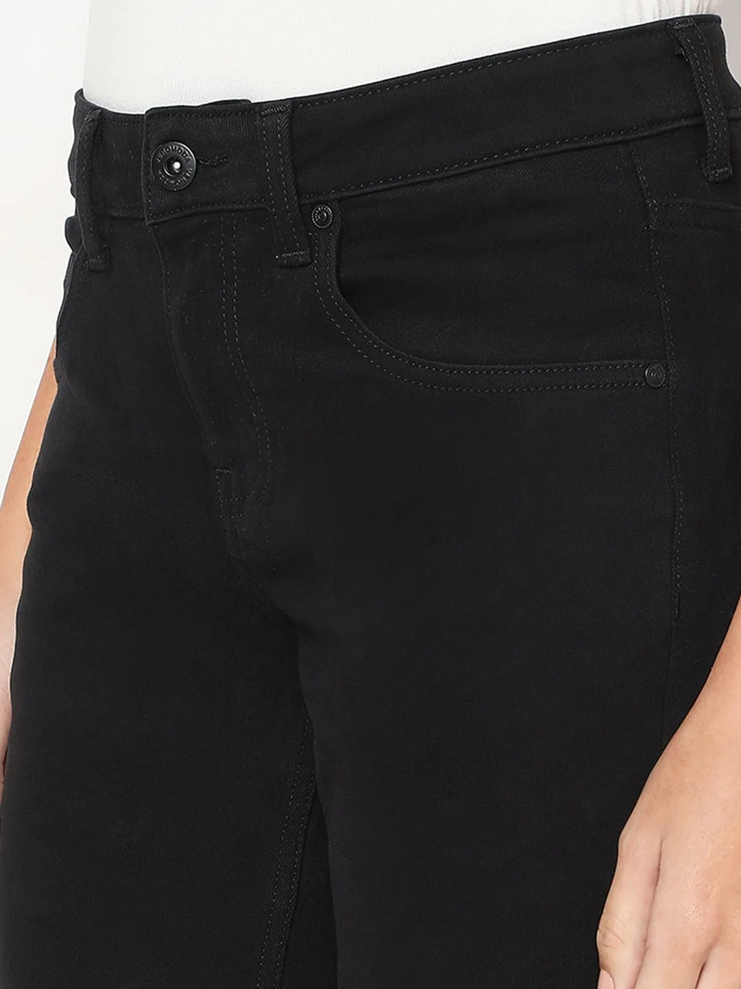 Black Mid Rise Straight Fit Jeans - Image 8