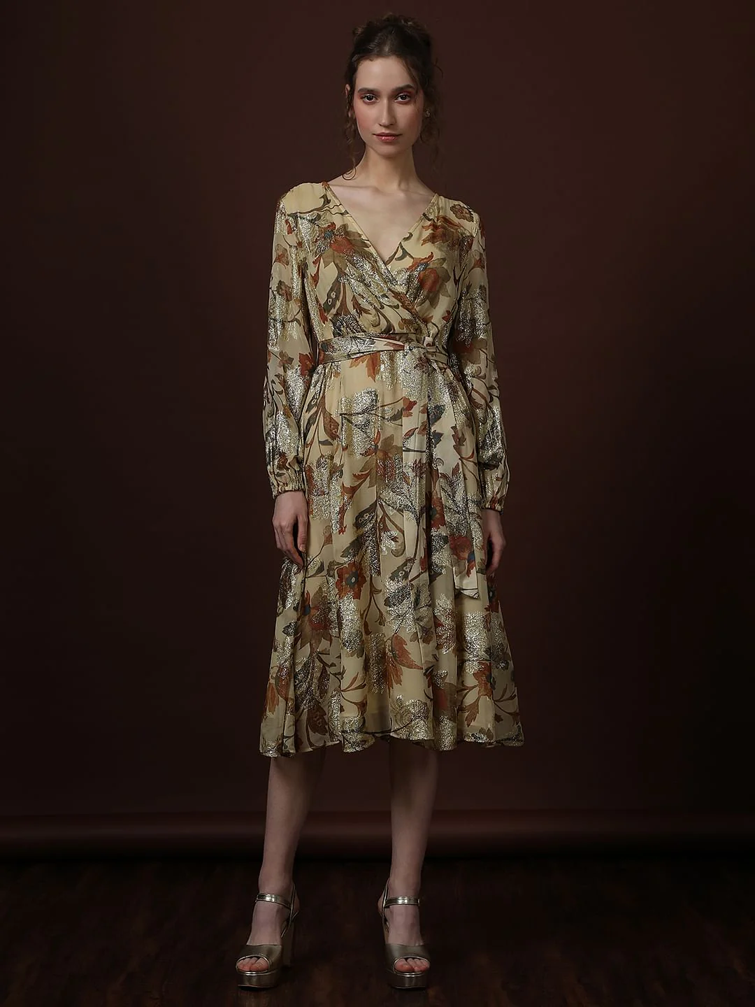 Ecru Floral Print Midi Dress - Image 2