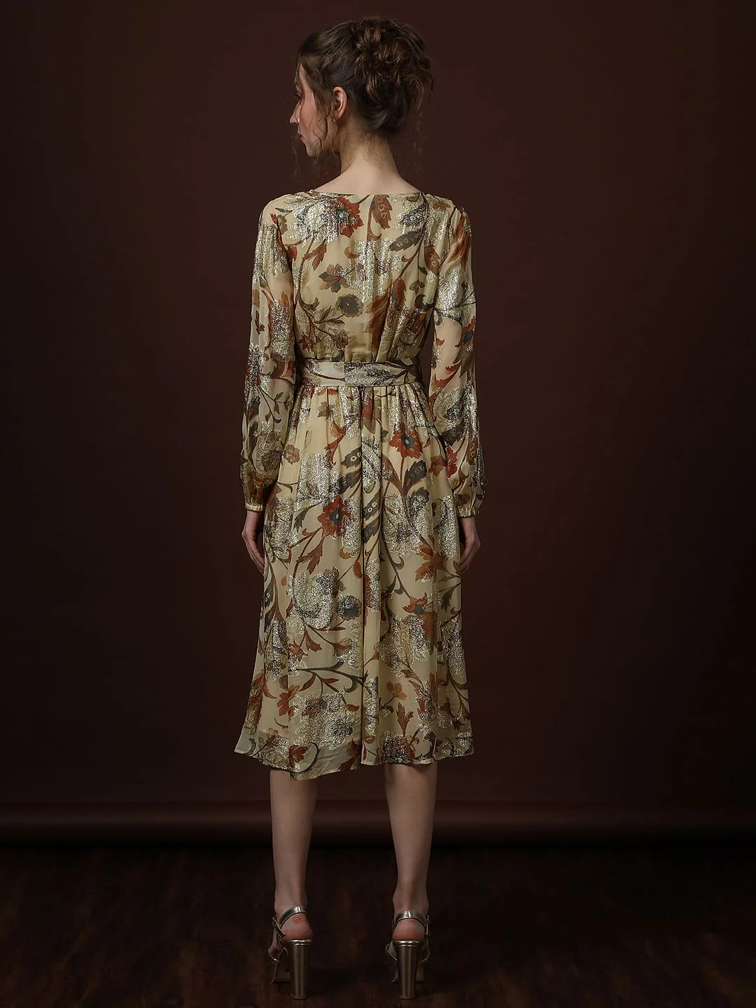 Ecru Floral Print Midi Dress - Image 4