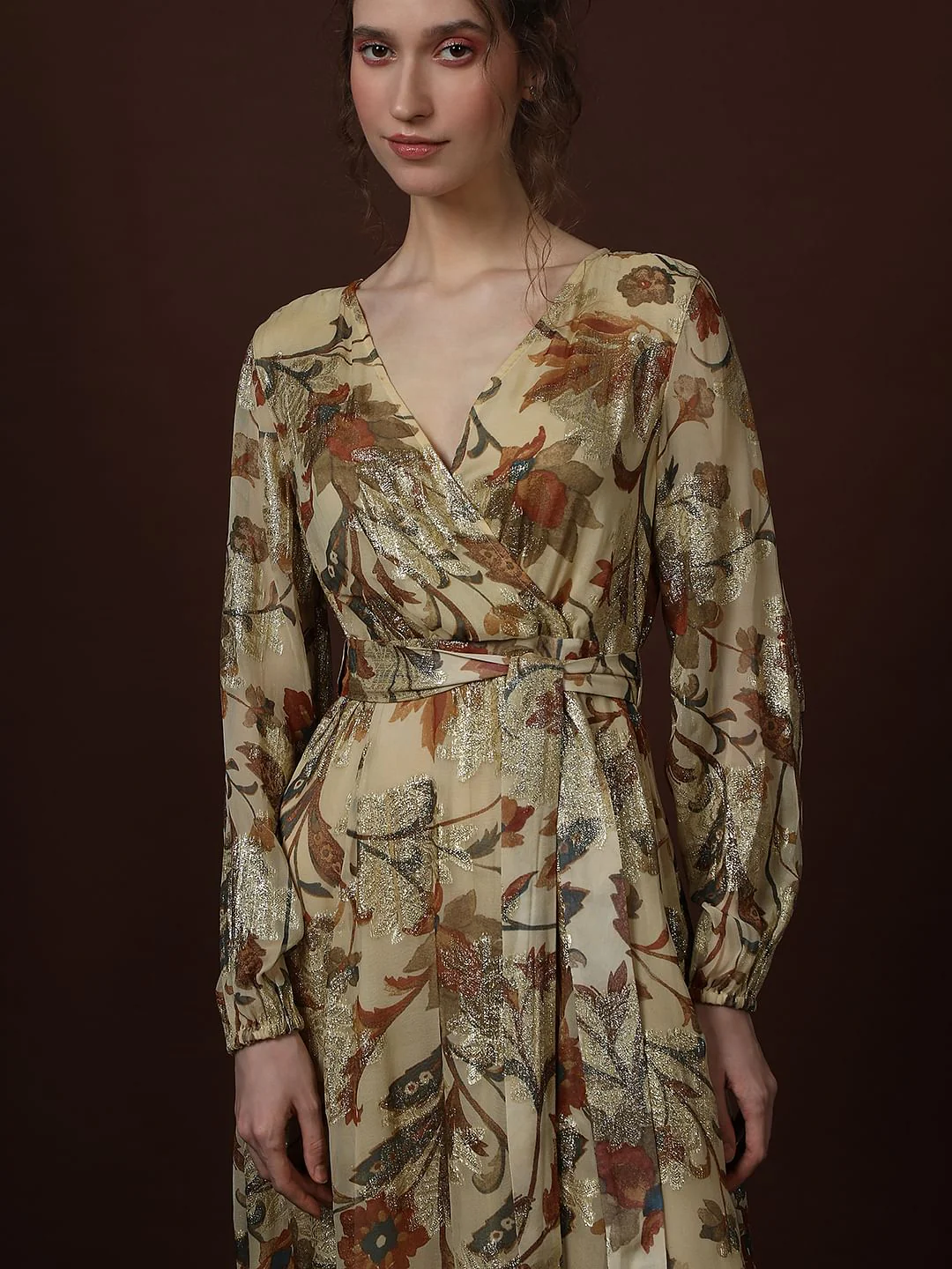 Ecru Floral Print Midi Dress - Image 5