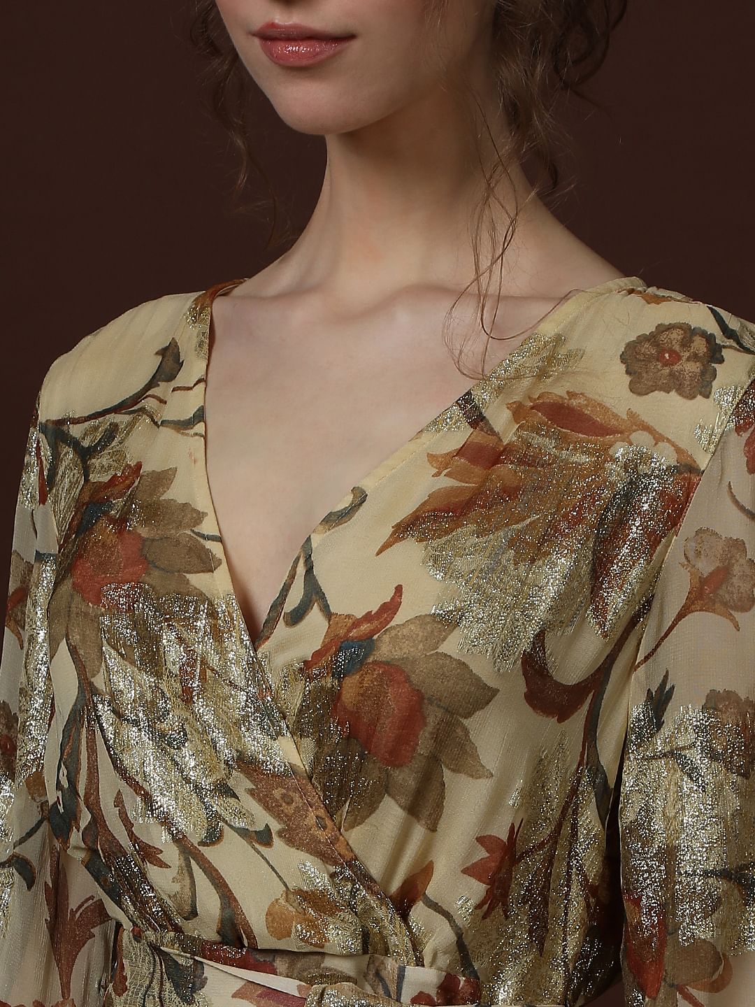 Ecru Floral Print Midi Dress - Image 6