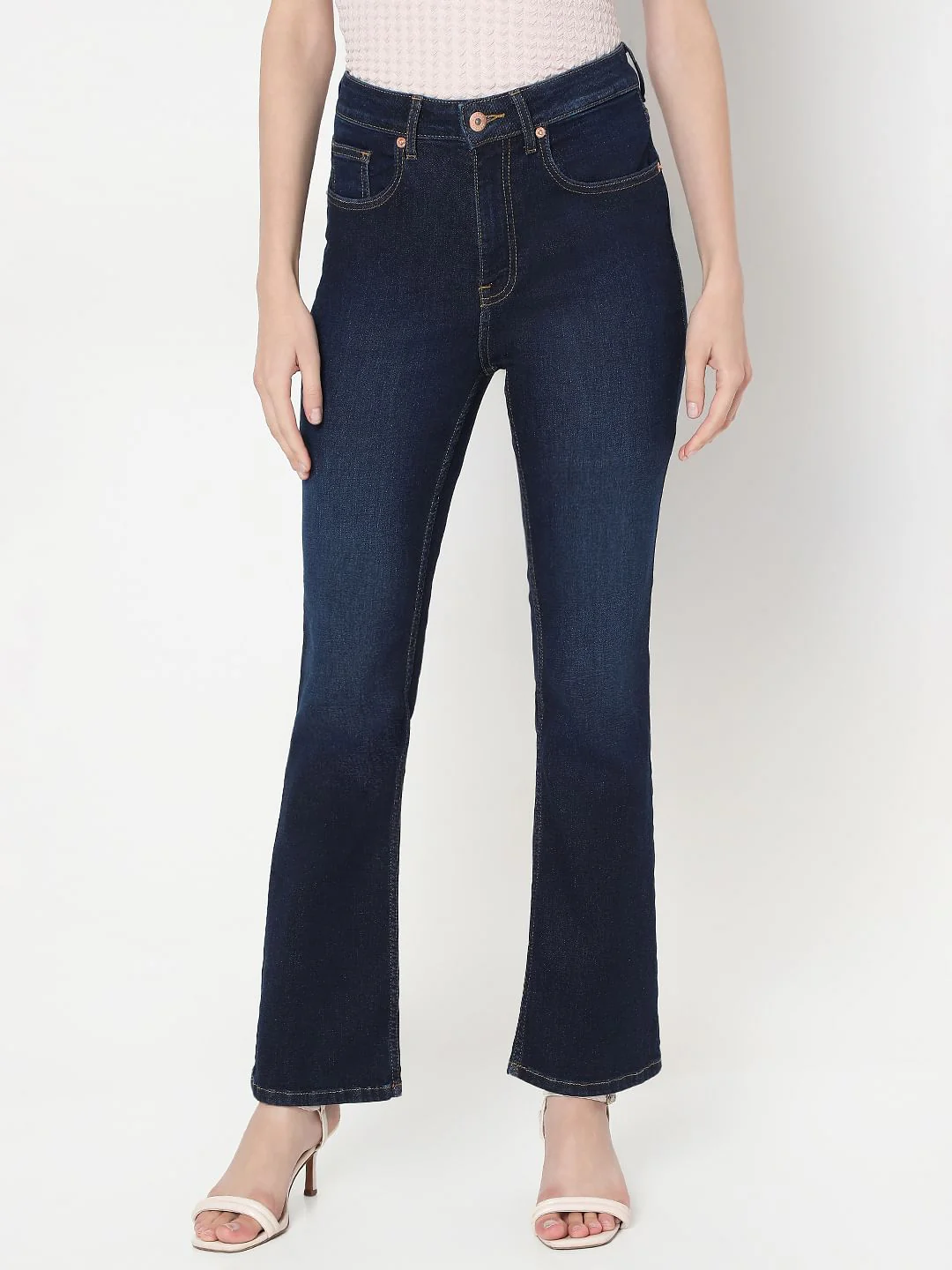 Dark Blue High Rise Bootcut Jeans - Image 2