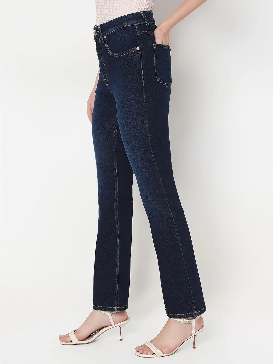 Dark Blue High Rise Bootcut Jeans - Image 3