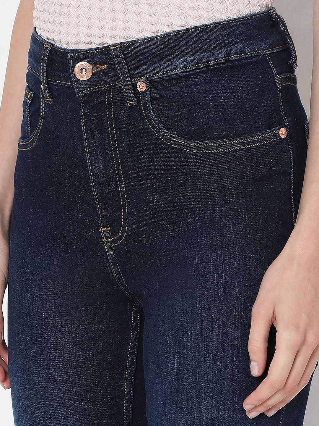 Dark Blue High Rise Bootcut Jeans - Image 8