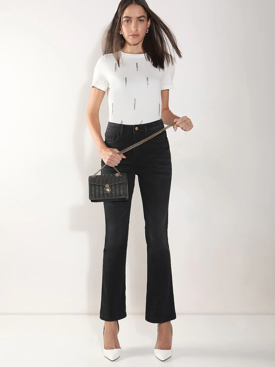 Black High Rise Bootcut Jeans