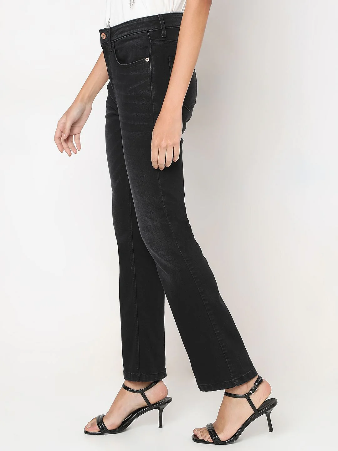 Black High Rise Bootcut Jeans - Image 3
