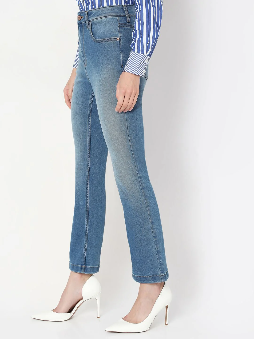 Blue High Rise Bootcut Jeans - Image 3
