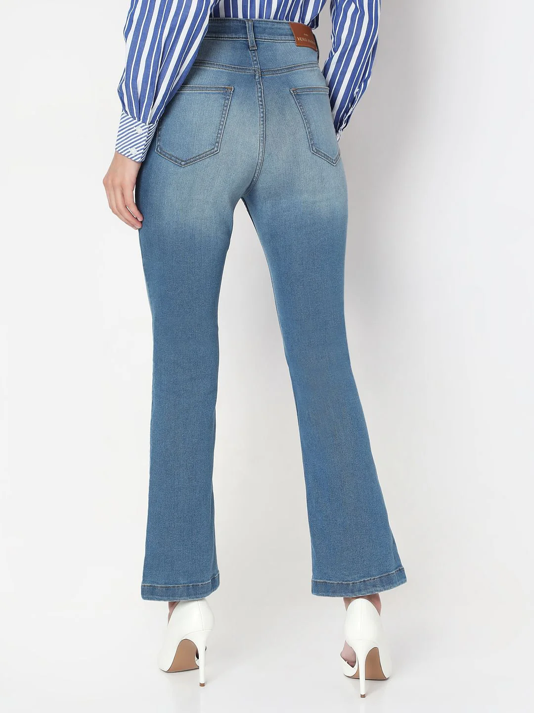 Blue High Rise Bootcut Jeans - Image 4