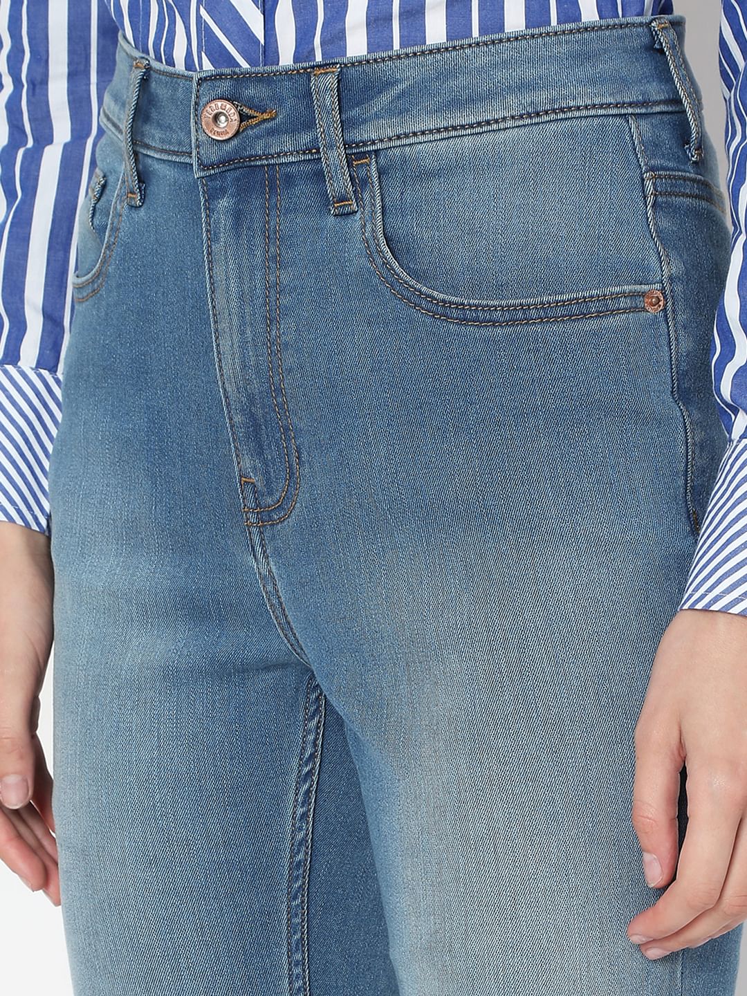 Blue High Rise Bootcut Jeans - Image 8