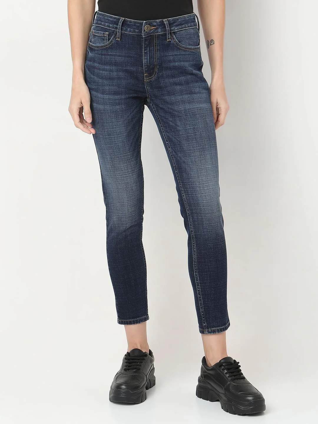 Dark Blue Skinny Fit Jeans - Image 2