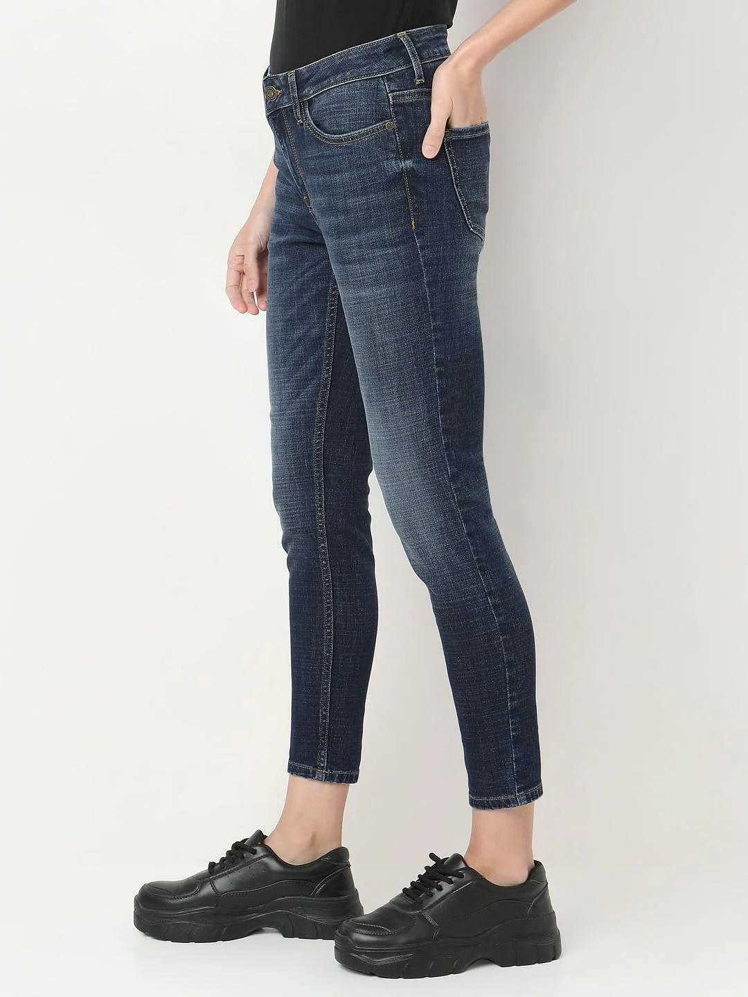 Dark Blue Skinny Fit Jeans - Image 3