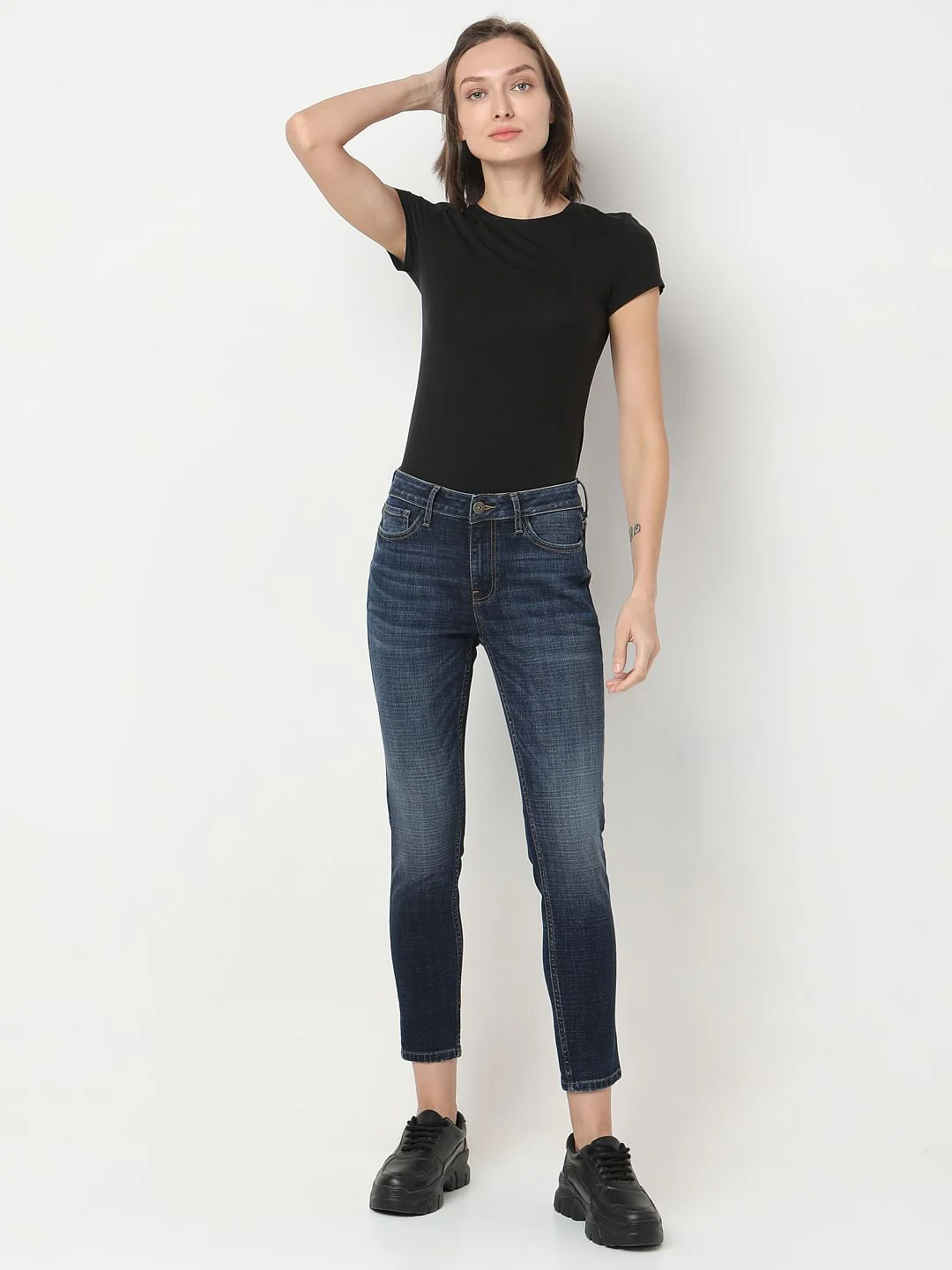 Dark Blue Skinny Fit Jeans - Image 5