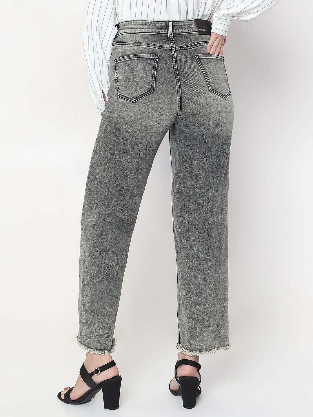 Grey Wide Leg High Rise Jeans - Image 4