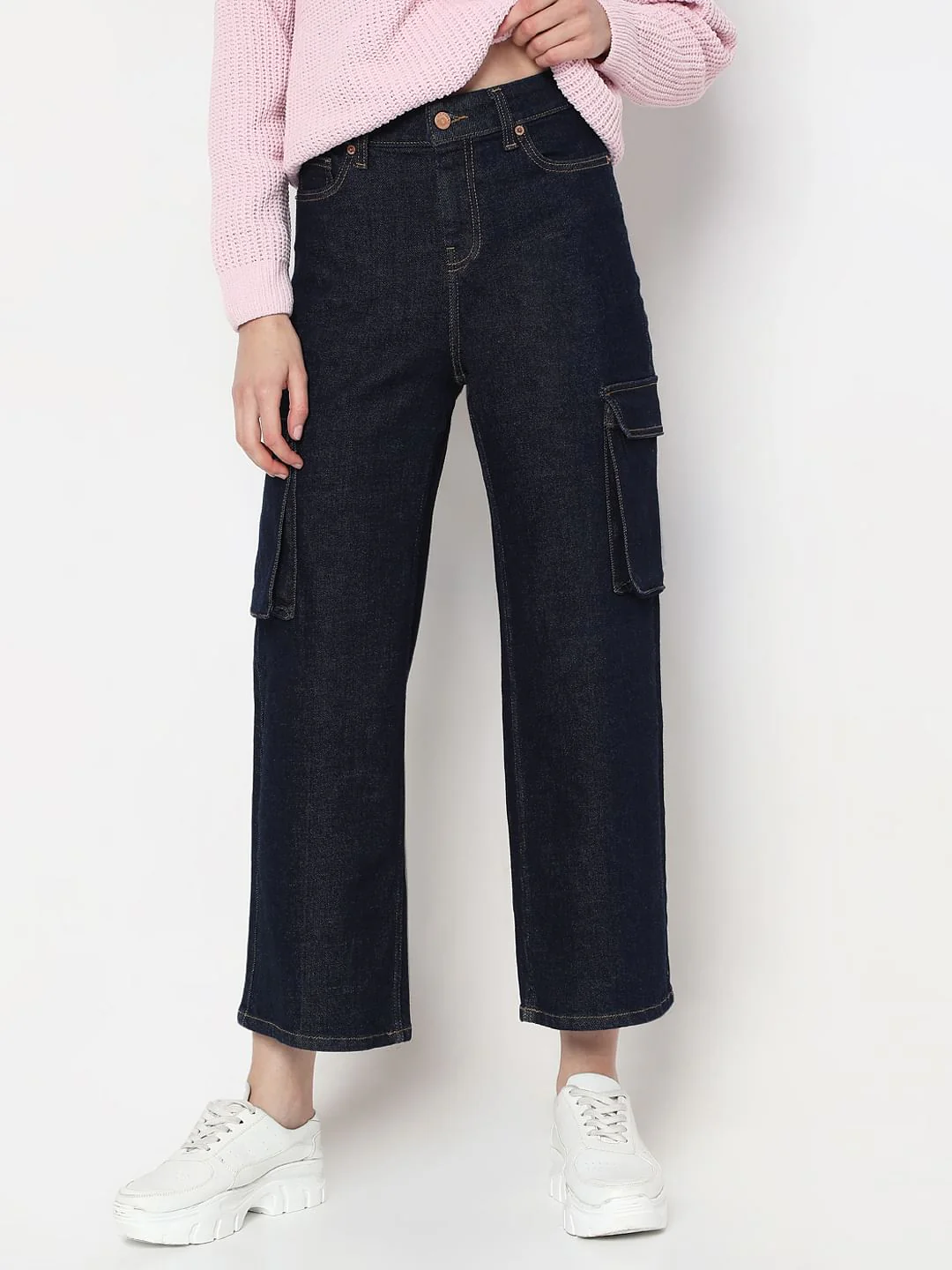 Dark Blue Wide-Leg Jeans - Image 2