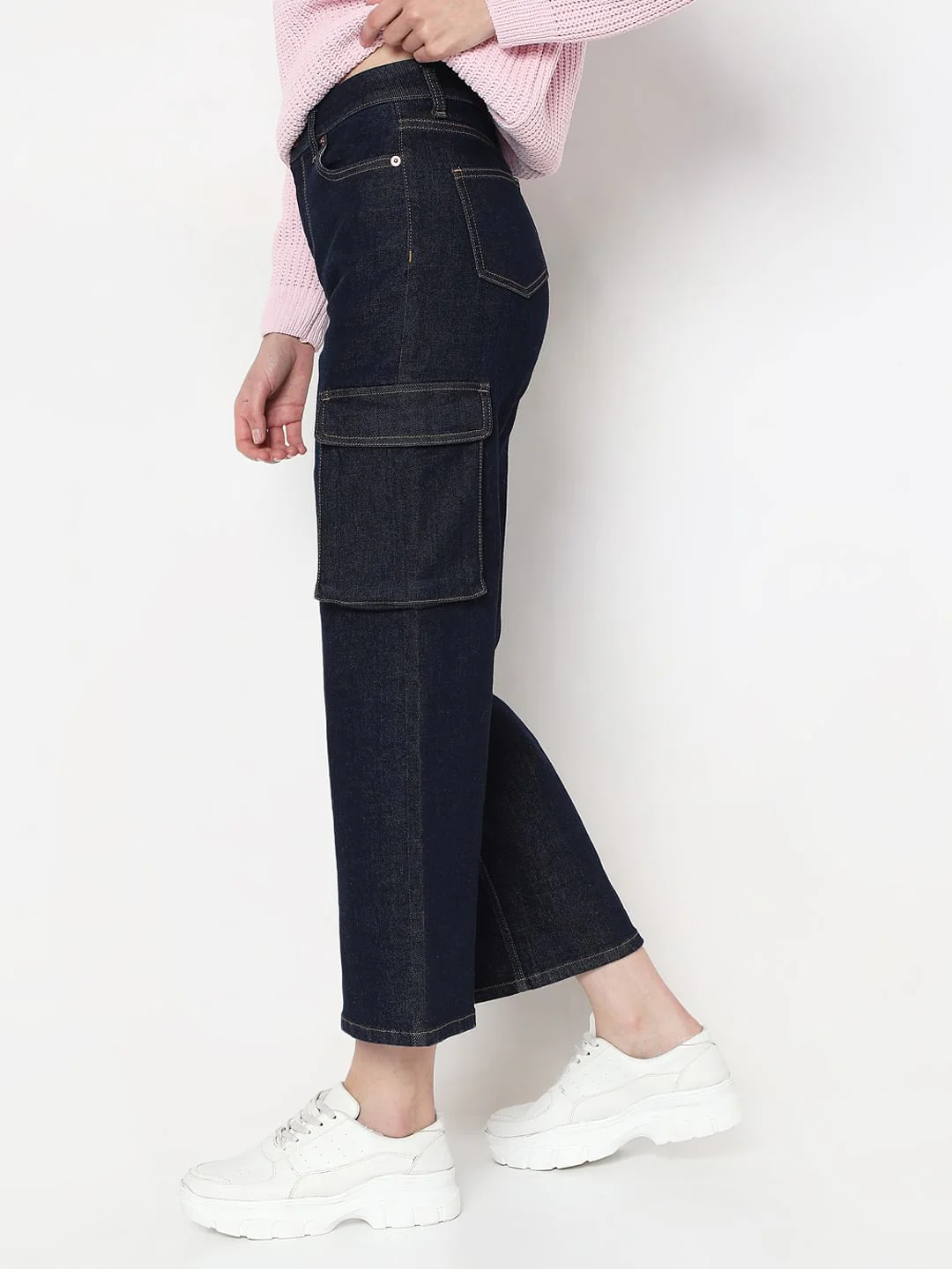 Dark Blue Wide-Leg Jeans - Image 3