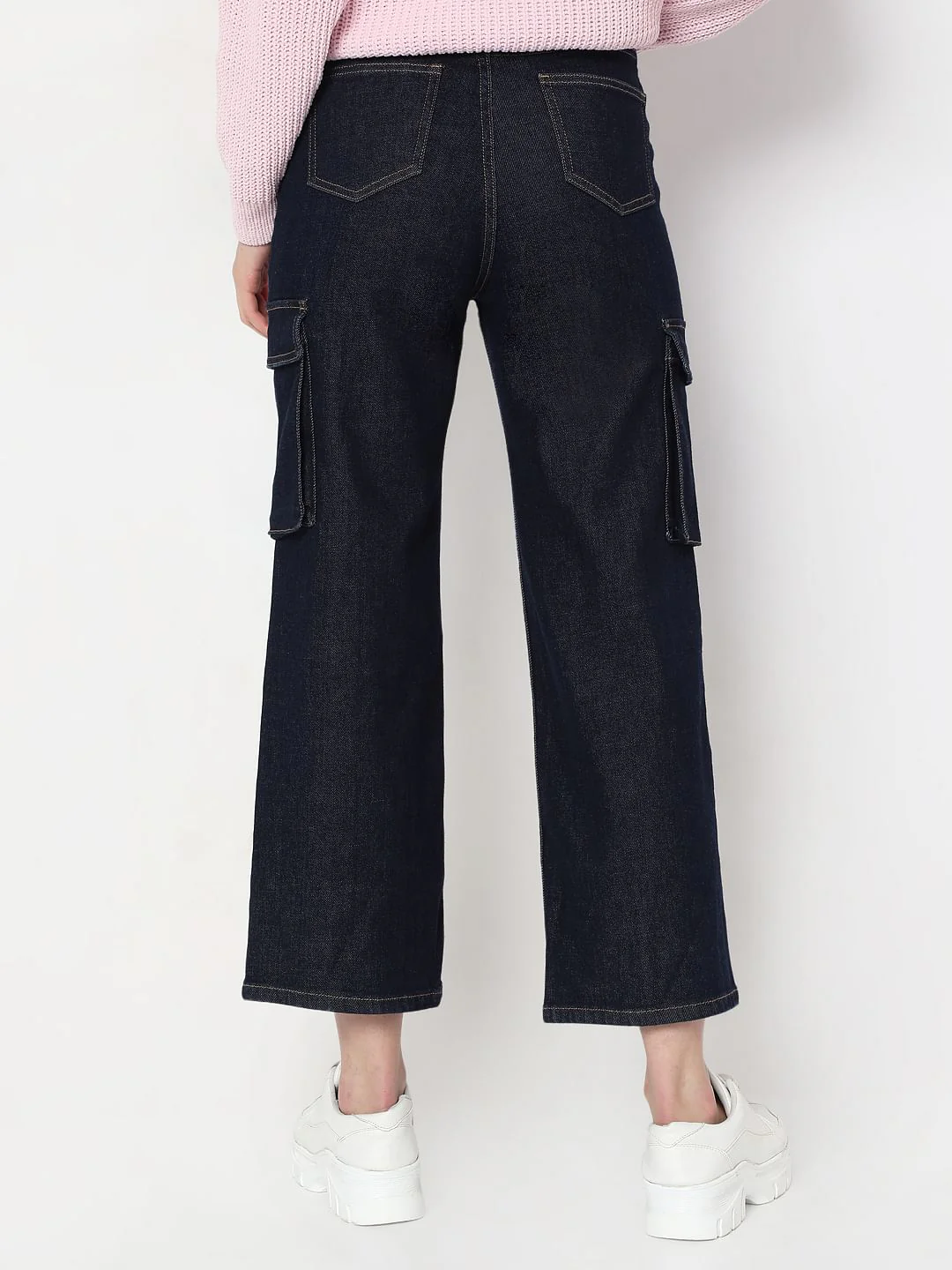 Dark Blue Wide-Leg Jeans - Image 4