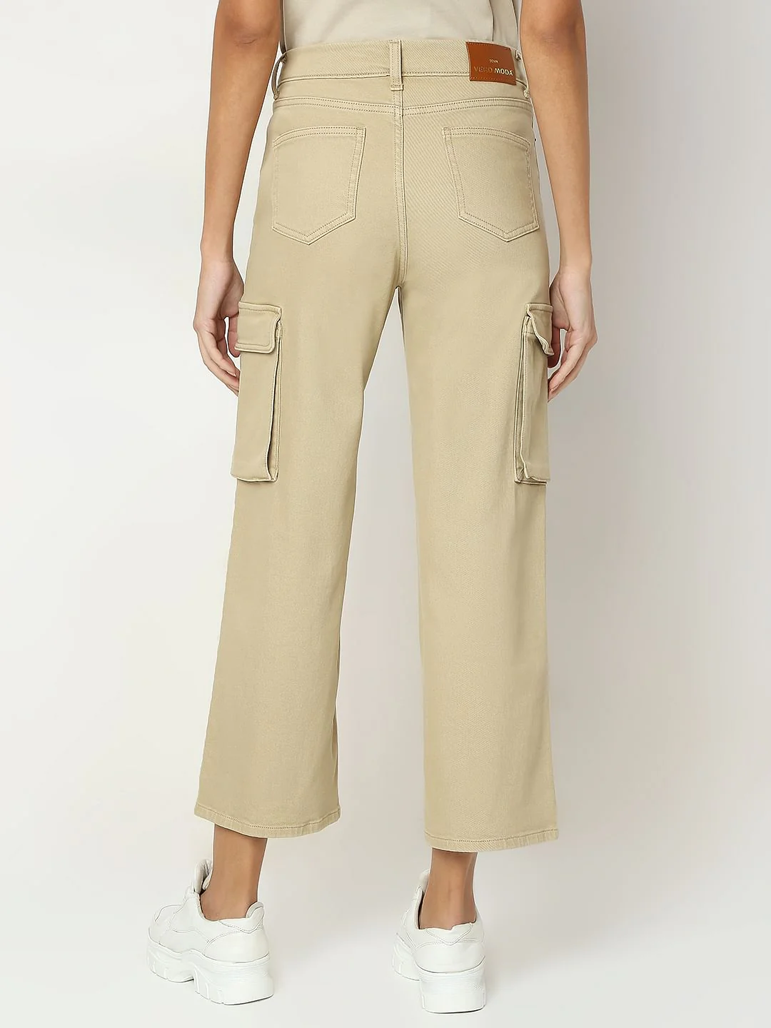 Beige High Rise Wide Leg Jeans - Image 4