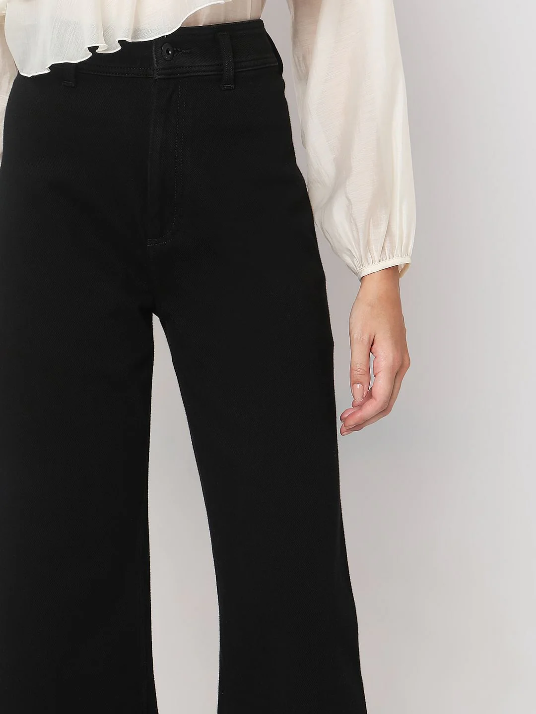 Black High Rise Wide Leg Jeans - Image 6