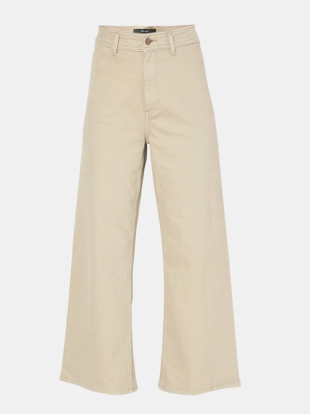 Beige Wide Leg High Rise Jeans - Image 7