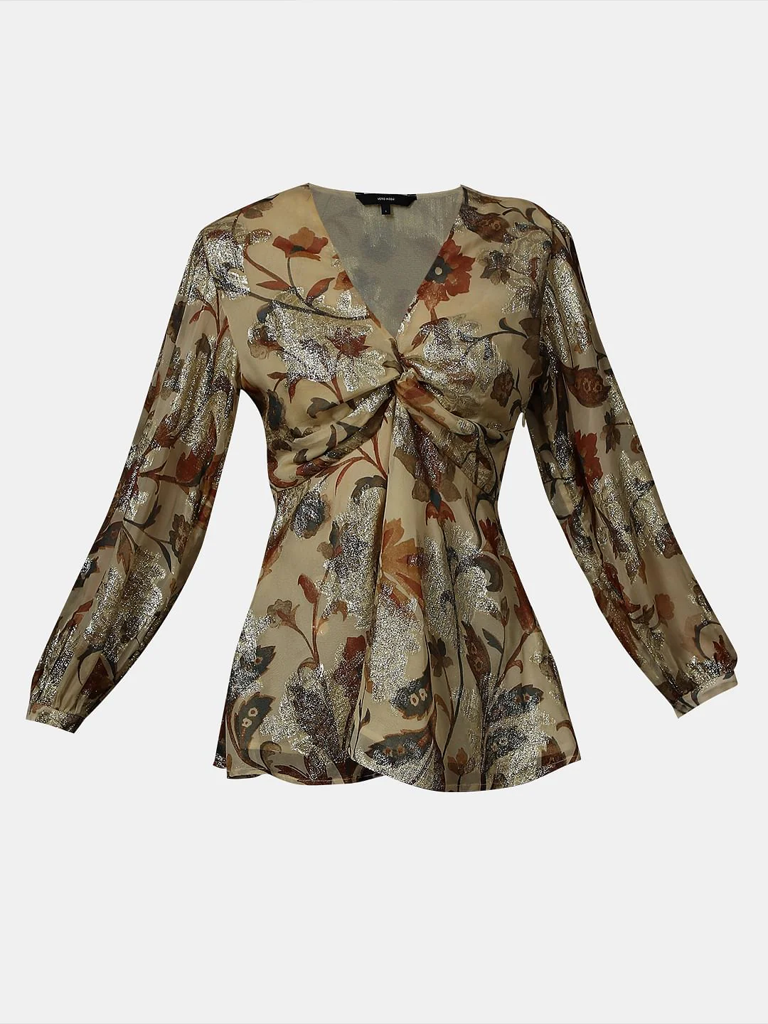 Ecru Floral Print Knot Detail Top - Image 7