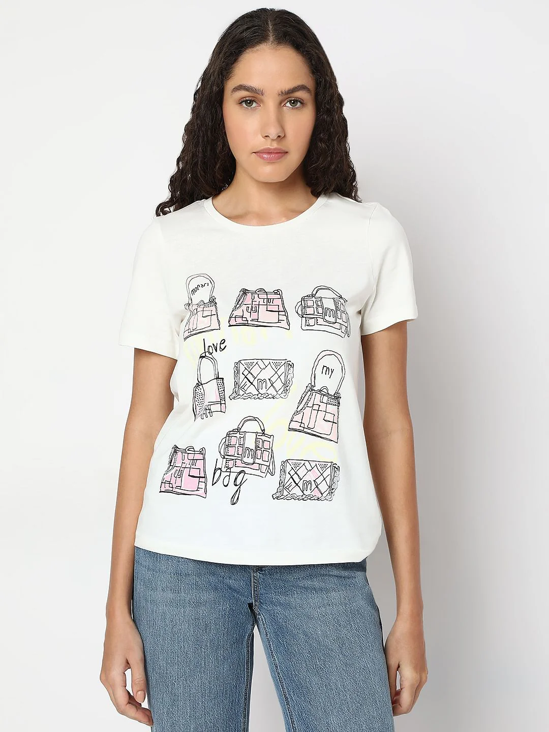 White Graphic Print Cotton T-Shirt - Image 2